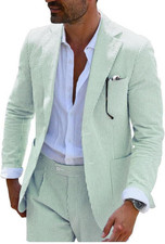 Stylish Striped Seersucker Slim Fit Suit for Men - Perfect for Weddings