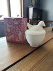 Vintage AVON Nesting Dove Perfumed Candle Holder Milk Glass WITH Candle