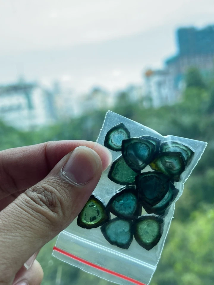 100-Carats beautiful Bluish green Tourmaline Pairs slices From Afghanistan 🇦🇫 - Image 4 of 4