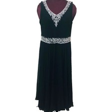 JKARA Maxi Dress Gown Womens 22W 2X 3X Bead Rhinestone Lined Party Event Goth