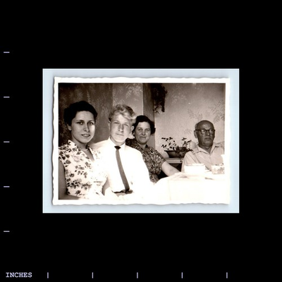 #ad Old Vintage Photo MEN AND WOMEN SITTING AROUND TABLE $3.00