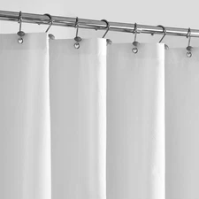 "Waterproof Fabric Shower Curtain Liner – 72x72, Soft, Lightweight, White "