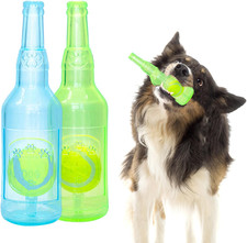 2 Pcs Squeaky Dog Toys - Ball in a Bottle, Indoor & Outdoor Dog Chew Toy, Intera