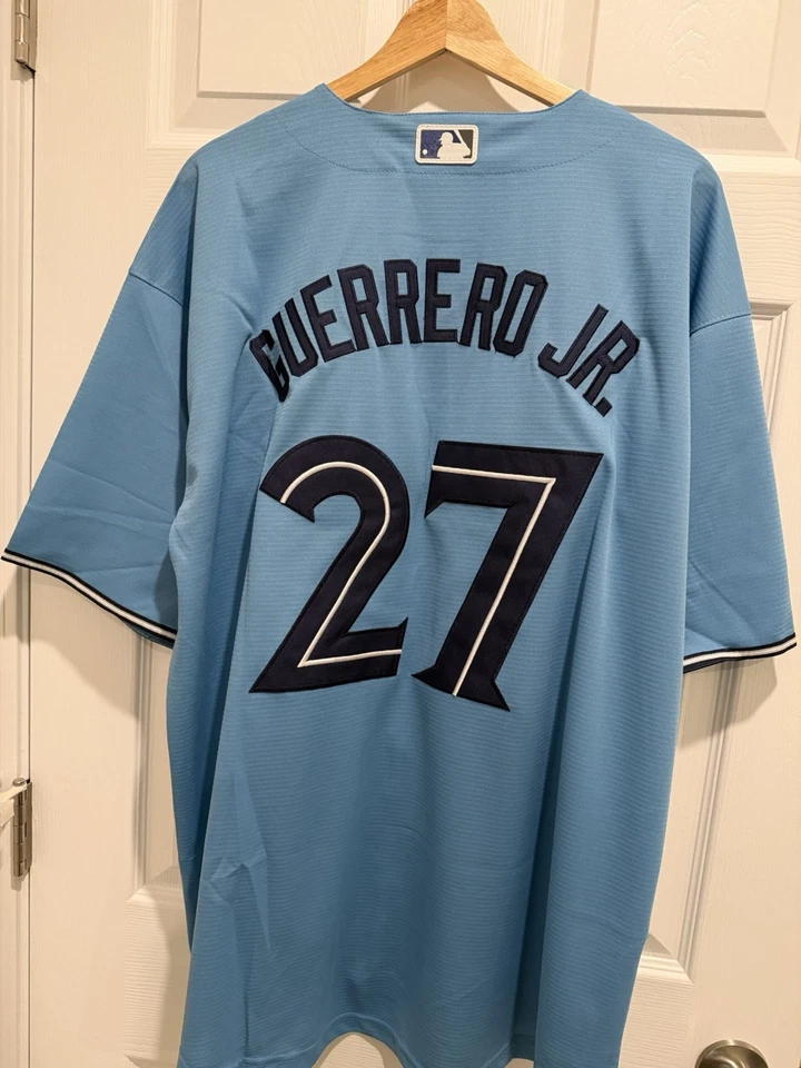 Camiseta deportiva azul claro XL de Vladimir Guerrero Jr. Blue Jays #27 nueva con etiquetas Foto 3 de 4