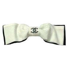CHANEL 25P CC CC Mark logo ribbon Bicolor Hair Accessories Hair Clips Barrette