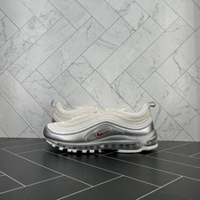 NUOVE Nike Air Max 97 QS B-Sides bianche argento taglia 11 AT5458-100