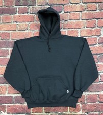 Vintage 90s Russell Athletic Hoodie Sweatshirt USA Made Black Blank Men  s Large