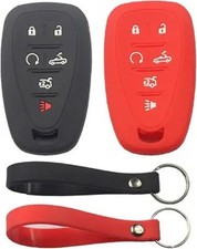 2Pcs Rubber Silicone 6 Buttons Remote Smart Ke Fob Cover Cas Color: Black Red