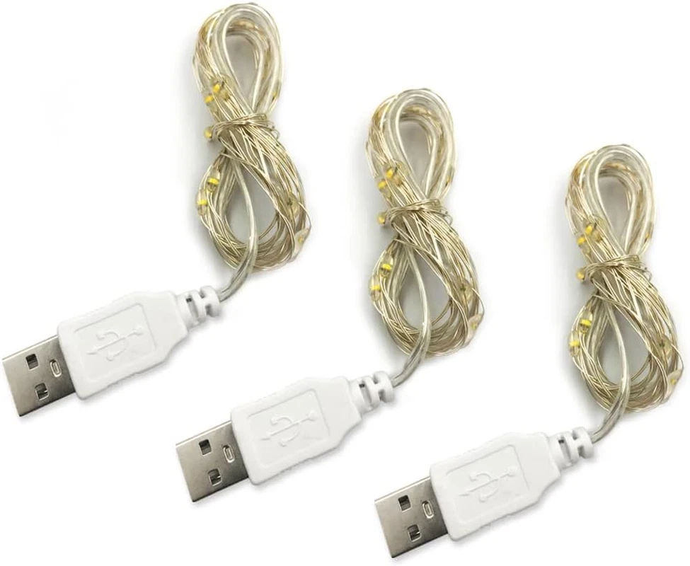 3 Pack USB Fairy Lights USB Powered String Lights Warm Yellow 2 Meters 20 lamp B