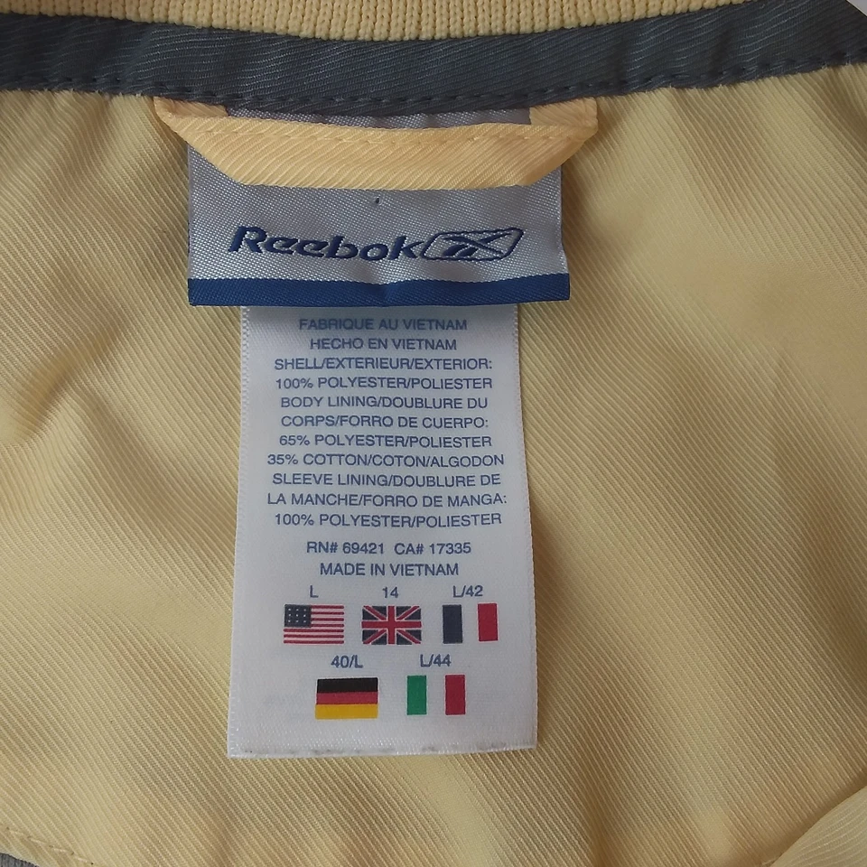Conjunto de 2 Calças Quebra-Vento Reebok Track Suit Amarelo Cinza Feminino Tamanho Grande - Imagem 3 de 4