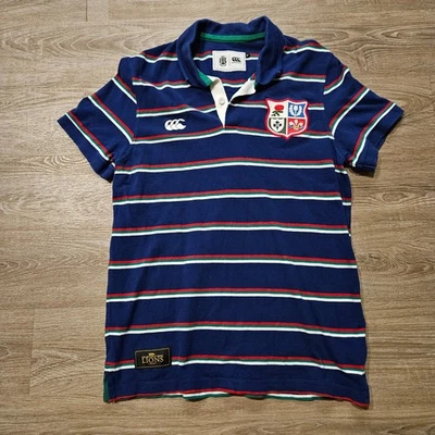 Canterbury British Irish Lions Rugby Polo Shirt Mens M Blue Striped Embroidered - Image 1 of 4