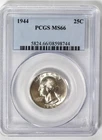 1944 25C Washington Quarter Dollar PCGS MS66