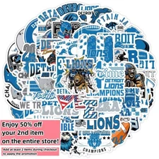 50pcs Waterproof Vinyl Stickers Detroit Lions NFL Football Phone Luggage Laptop