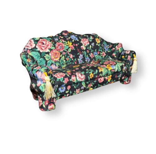 Vintage Salesman Sample Sofa Floral Couch Dollhouse Miniature 9”x4”x4”