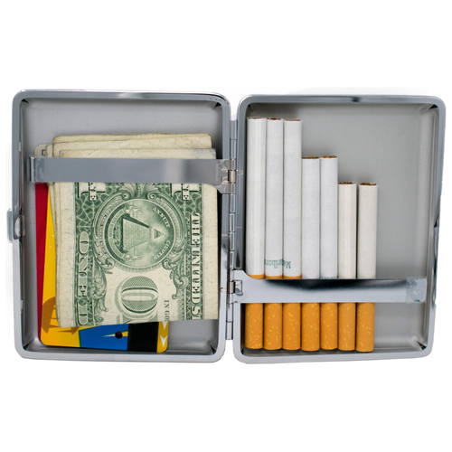 Estuche metálico para cigarrillos y caja de almacenamiento de cuero liso borgoña (paquete completo de 100) - Imagen 5 de 5