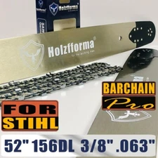 Holzfforma 52inch 3/8 .063 156DL Guide Bar & Saw Chain For MS660 066 046 Wagners