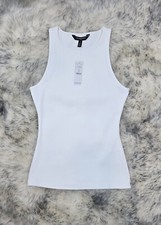 CASA BLANCA MERCADO NEGRO FORMA CAMISETA SIN MANGAS ACANALADA COLOR Talla M BLANCA $49.50
