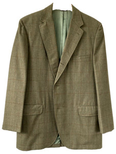 Vtg Rockabilly Sz 44L Green Plaid 3 Roll 2 Wool Blazer Atomic Fleck Sport Coat