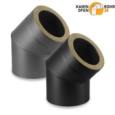 Tubo/canna fumaria/ arco stufa doppia parete isolato, ginocchio 45°, Ø 150/215 mm