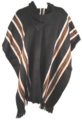 Poncho Homme Alpaga Gamboa - Capuche Mexicaine Laine Péruvienne