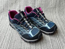 Merrell Moab Girls 5M Blue Pink Hiking Shoes Fast Low Waterproof Select Grip