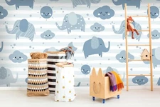 3D Elephant Seamless Wallpaper Wall Mural Removable Self-adhesive Sticker 966