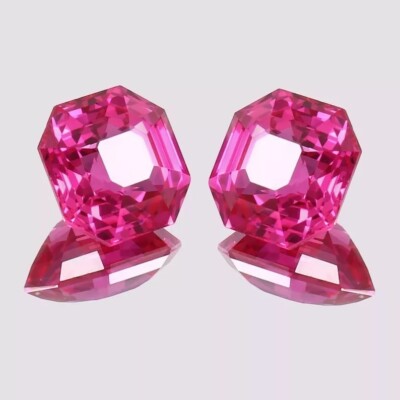 Natürlich Mogok Pink Ruby20.00 Karat 2 Stück Zertifiziert Makellos Asscher Cut