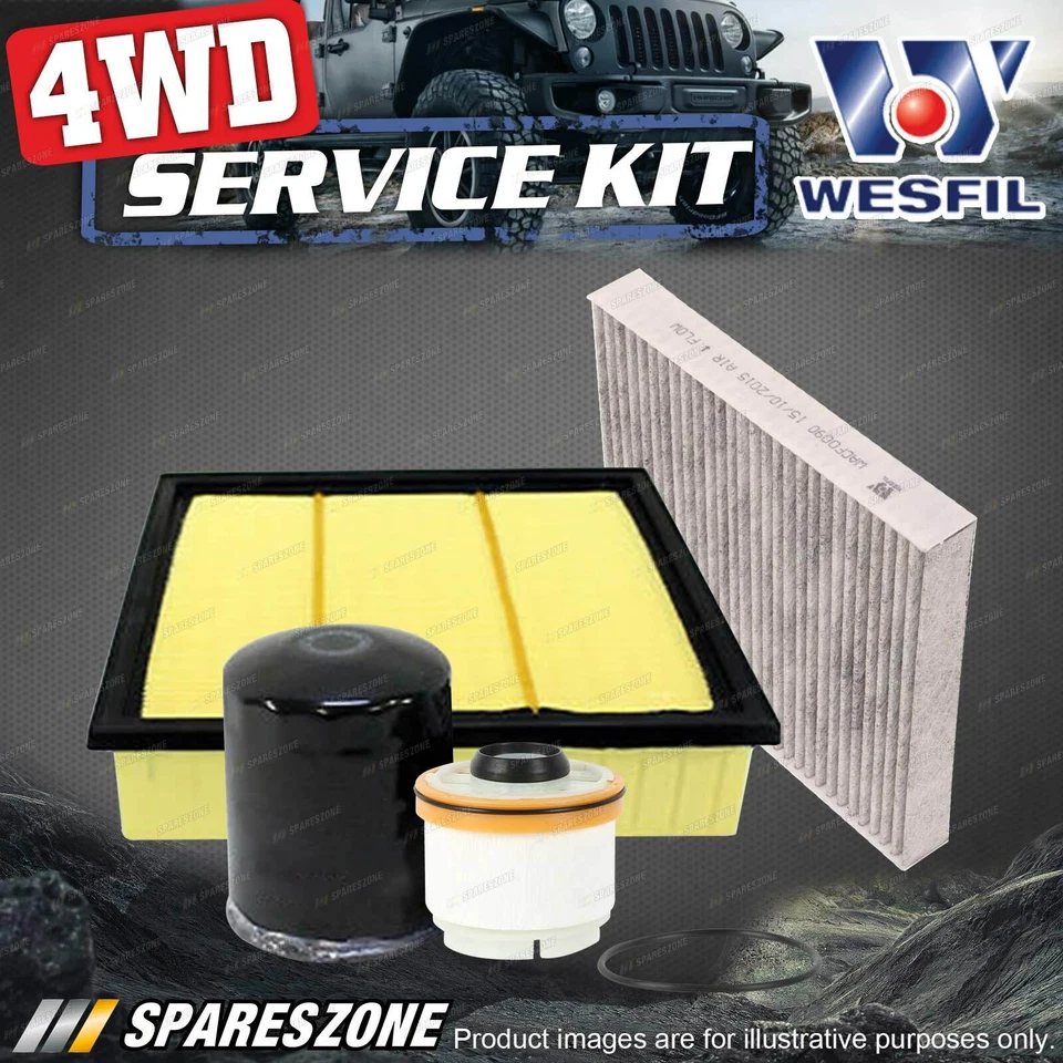 Wesfil Oil Air Fuel Cabin Filter Service Kit for Isuzu D-Max MU-X TD Ref RSK28C