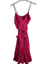 Boutique Evening Coctail Theatre Gown Flare Red Silk Dress Sleeveless Strap