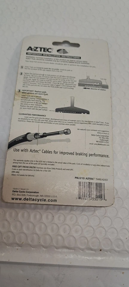 Pastillas de freno roscadas aztecas para bicicleta, 2 zapatas/pastillas de freno Foto 3 de 4