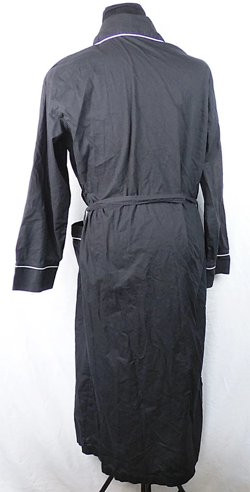 Alexander Del Rossa Bata Larga Negra Ligera Tejida Algodón Envolvente Para Hombre M Foto 3 de 3