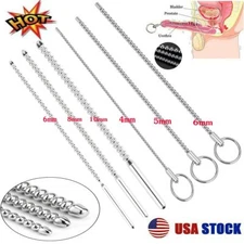 Stainless Steel Beads Long Urethral Plug Sounding Penis Plug Rod Urethra Dilator