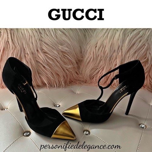 gucci pumps with strap