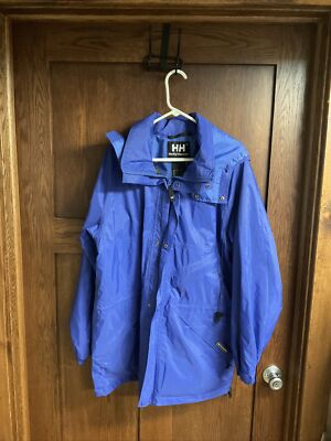 Vintage Helly Hansen packable jacket blue Mens medium lightweight windbreaker