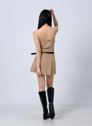 Lewkin Strapless Pleated Mini Dress BJ331 size Small - Picture 3 of 10