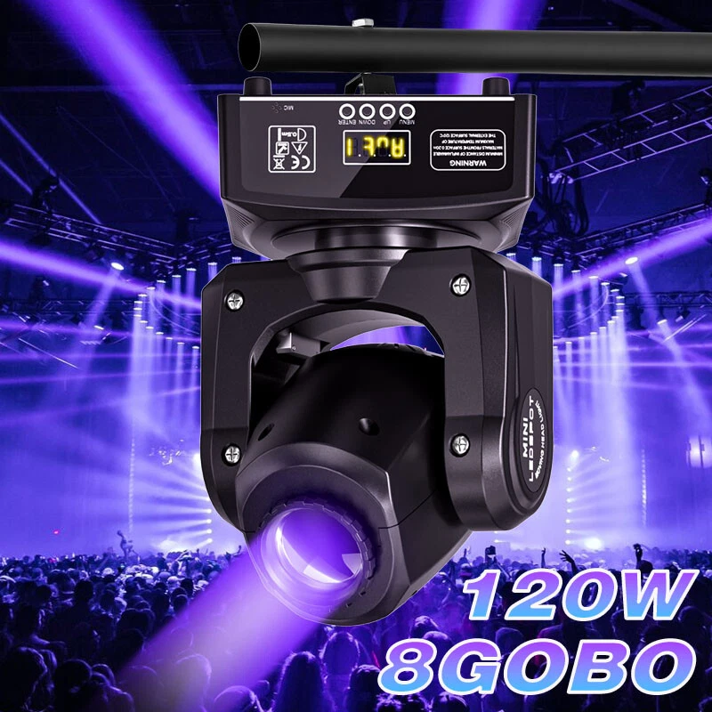 Luz de escenario 120W RGBW Pinspot Moving Head DMX 8 Gobo efecto de luz DJ luz de fiesta - Imagen 2 de 4