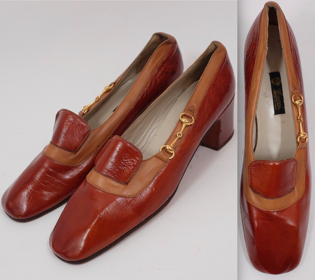 Vintage 1968 GUCCI sz 41 narrow pumps shoes leather horsebit