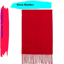 MADE IN ITALY, Steve Madden Women's, Mid Weight Solid Muffler Scarf, Red, OS