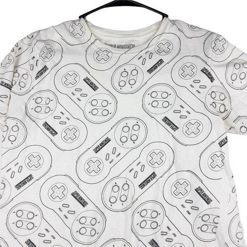Super Nintendo SNES Controller All Over Print White Shirt Medium Video Game *