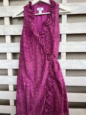 Ann Taylor LOFT Ruffle Wrap Dress Pink Purple Cheetah Animal Print Sz S Petite