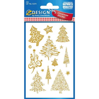 Avery Zweckform Z-Design 52273 Weihnachtssticker, Weihnachtsbäume, 2 Bogen/30