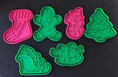 Christmas Tree Gingerbread man Candy Cane Bells Sant on Sleigh Merry Christmas S
