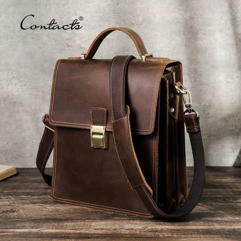  Handmade Man Handbag Purse Men's Genuine Leather Vertical  Messenger Bag iPad Bag Leather Crossbody Shoulder Bag Men : Handmade  Products