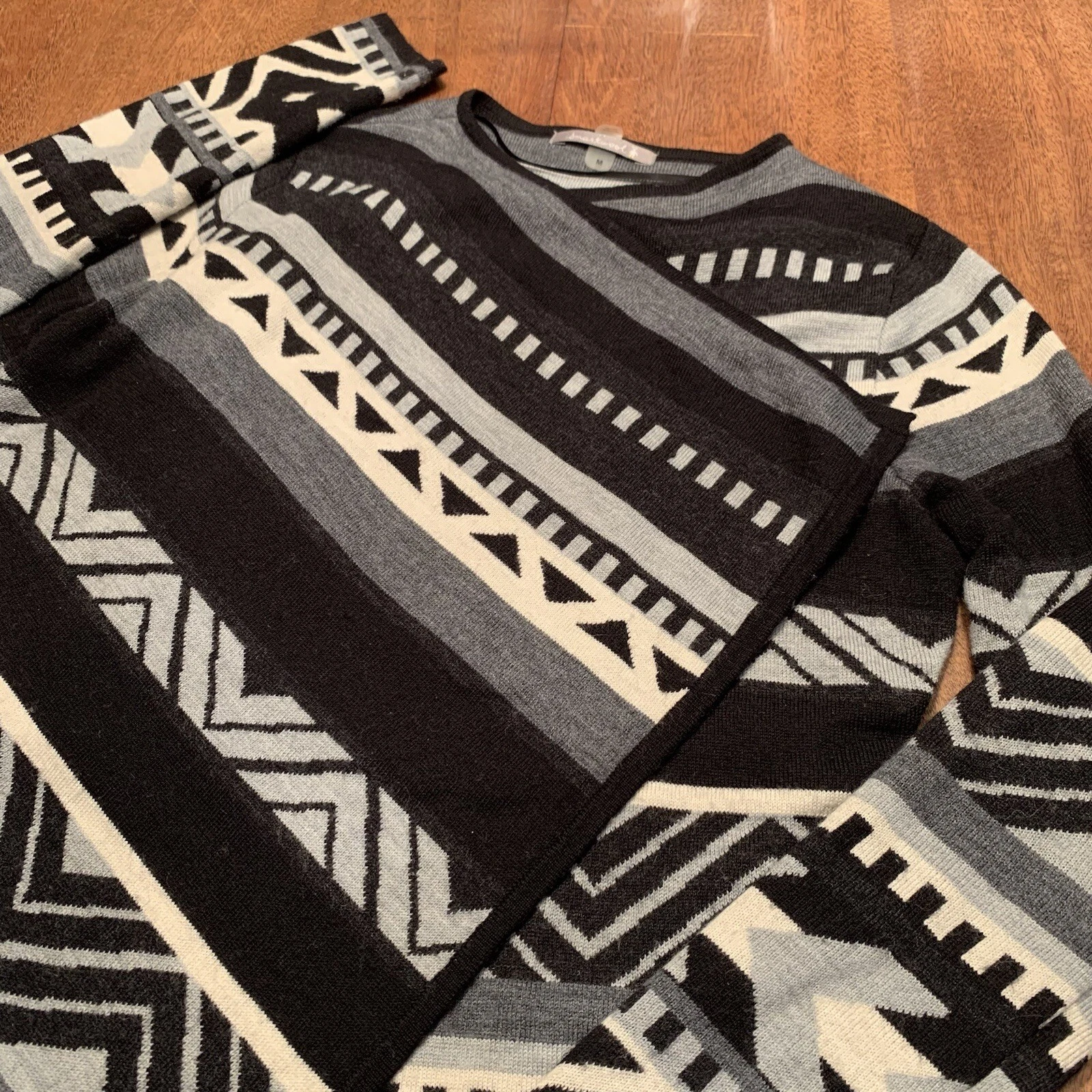 smartwool camp house open wrap cozy aztec stripe merino wool sweater