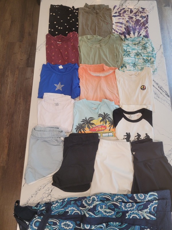 Girls Youth Size XL Summer Clothes Lot Of 17 Pieces Shirts Shorts Dress