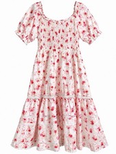 LoveShackFancy x Target Floral Midi Dress Size M Pink Puff Sleeve Cottagecore