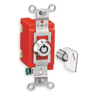 Hubbell Wiring Device-Kellems Hbl1224rkl Wall Swtch, 4-Way, 20A, Ss, Barrl Key