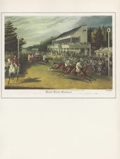 1974 Vintage RACE HORSE "GRAND STAND, GOODWOOD" COLOR Art Print Lithograph