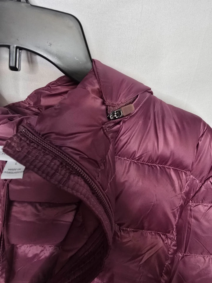Chaqueta acolchada Charter Club para mujer púrpura empacable premium con capucha de pato talla L Foto 4 de 4