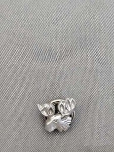 Silver Moose Head Lapel Pin Tie Tack Animal Wildlife Antler Hat Badge Brooch